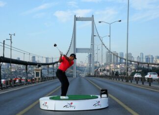 Golfing Istanbul Tiger Woods drives from Asia to Europe